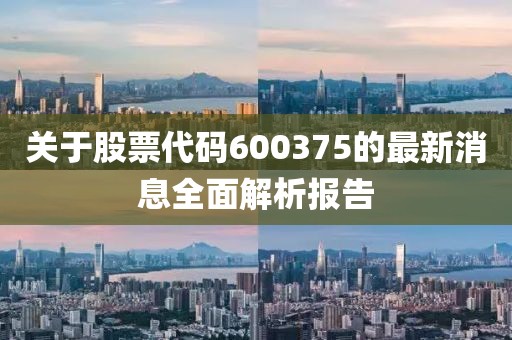 关于股票代码600375的最新消息全面解析报告