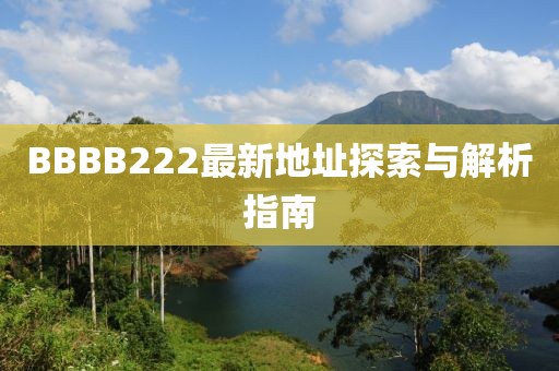 BBBB222最新地址探索与解析指南