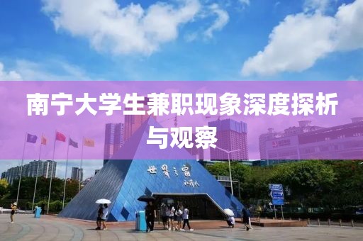 南宁大学生兼职现象深度探析与观察