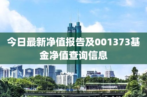 今日最新净值报告及001373基金净值查询信息