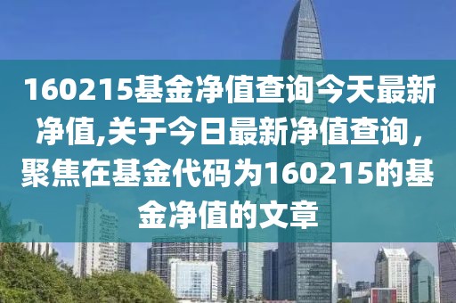 160215基金净值查询今天最新净值,关于今日最新净值查询，聚焦在基金代码为160215的基金净值的文章