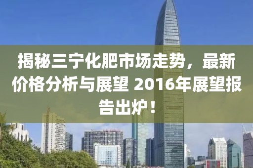 揭秘三宁化肥市场走势，最新价格分析与展望 2016年展望报告出炉！