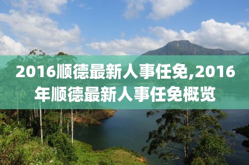 2016顺德最新人事任免,2016年顺德最新人事任免概览