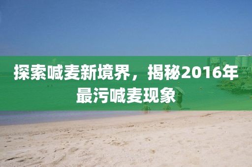 探索喊麦新境界，揭秘2016年最污喊麦现象